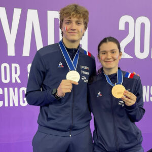 Odinn Bindas et Thais Naucelle Jardel médaillés aux championnats du Monde U20 par équipes à Riyadh Team ENE escrime caen lisieux